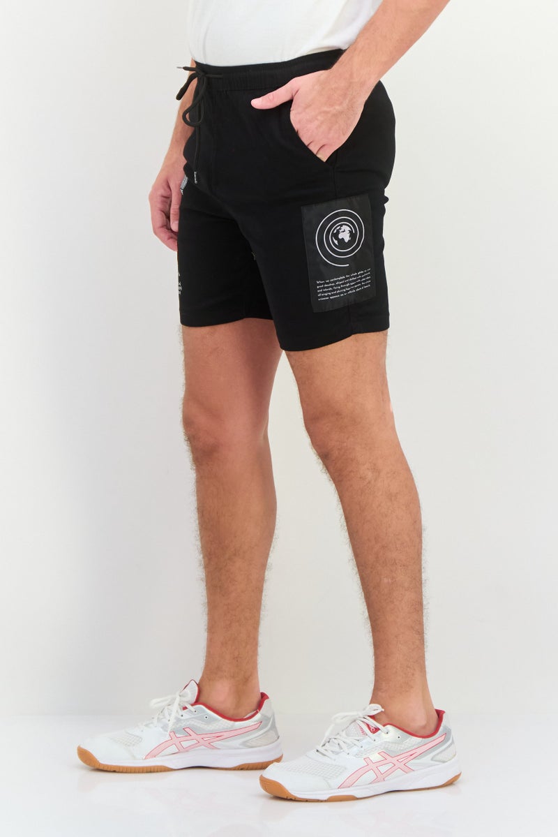 brooklyn Men 7 Inseam Graphic Print Basic Shorts, Black - Image 4
